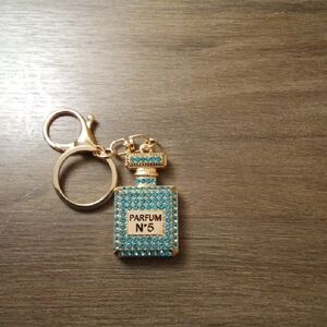 Blue Rhinestone Perfume Bottle Keychain